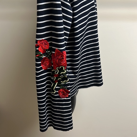 Embroidered Rose Striped Shirt - Picture 5 of 8